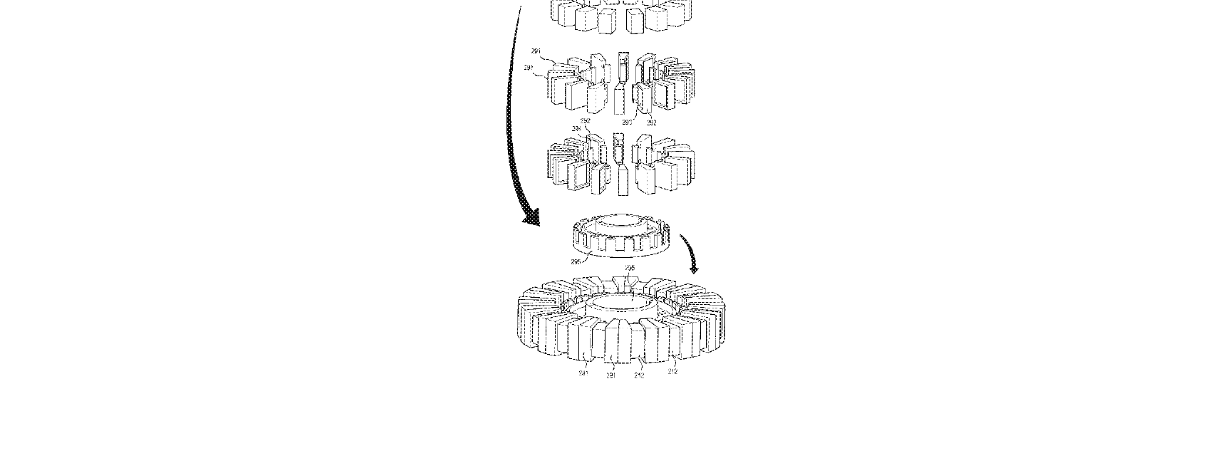 Figure for SYSTEM FOR AN ELECTRICAL MOTOR WITH A SEGMENTED ROTOR AND A SEGMENTED STATOR