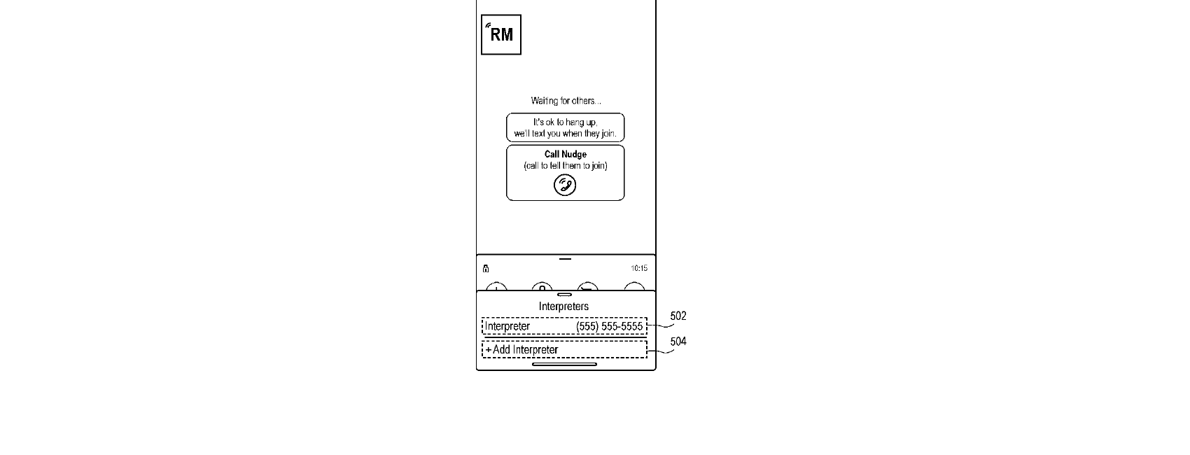 Figure for METHOD OF ADDING LANGUAGE INTERPRETER DEVICE TO VIDEO CALL