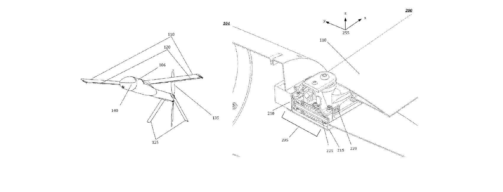 Figure for AERIAL VEHICLE WITH DEPLOYABLE COMPONENTS AND CONFIGURABLE GEARBOX