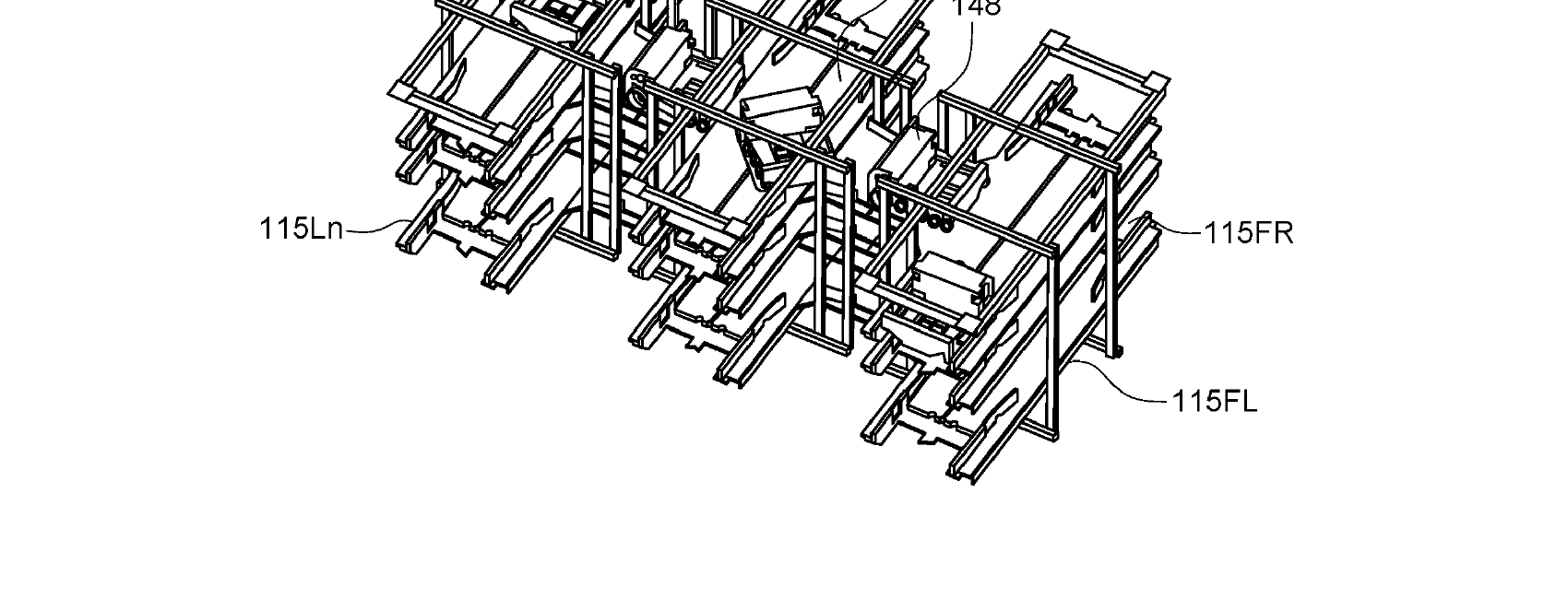 Figure for ORDER FULFILLMENT SYSTEM WITH AUTOMATED DISPENSING HAVING INTEGRATED TURNING DECKS
